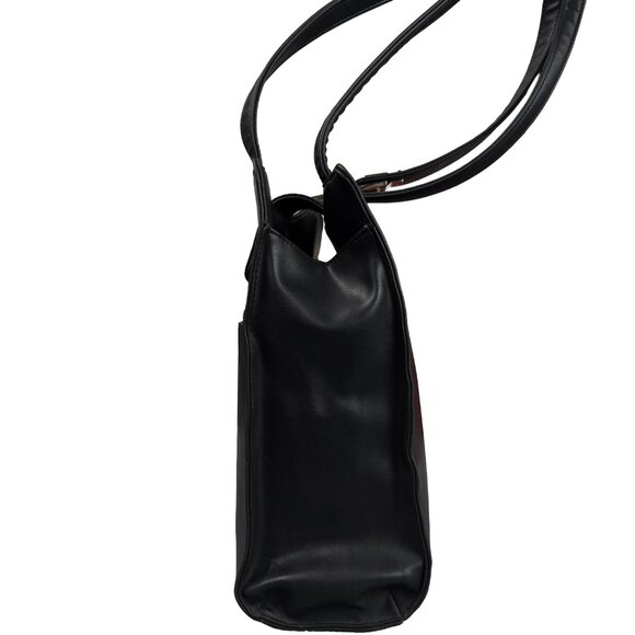 Vintage Guess Black Leather Shoulder Bag Crossbody Zip Pocket Logo Hardware - Picture 8 of 14